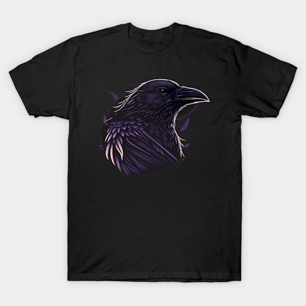 Raven Graphic Goth Black Crow T-Shirt by Linco